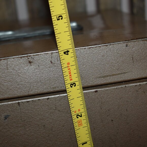 Vintage Antique Tan Metal Cash Box Porta File Case Storage Farmhouse Decor - Picture 12 of 14